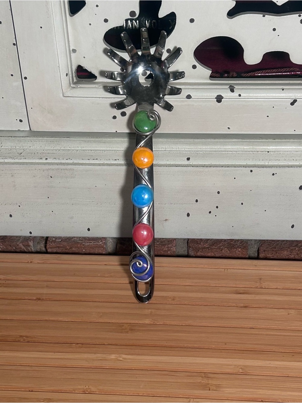 Oneida Stainless Pasta Server with Multicolor Glass Accents